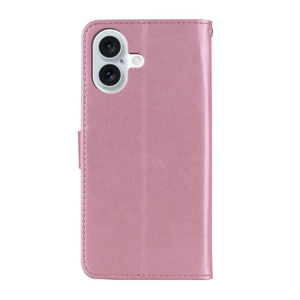 For-iPhone-17-Wallet-Case-Owl-Flower-Imprinted-Rhinestone-Leather-Cover-Rose-Gold