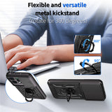 For-Oppo-Reno14-5G-(Global)-Case-with-Slide-Camera-Lid-PC-+-TPU-Kickstand-Phone-Cover-Blue