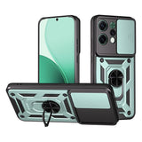 For-Oppo-Reno14-5G-(Global)-Case-with-Slide-Camera-Lid-PC-+-TPU-Kickstand-Phone-Cover-Green