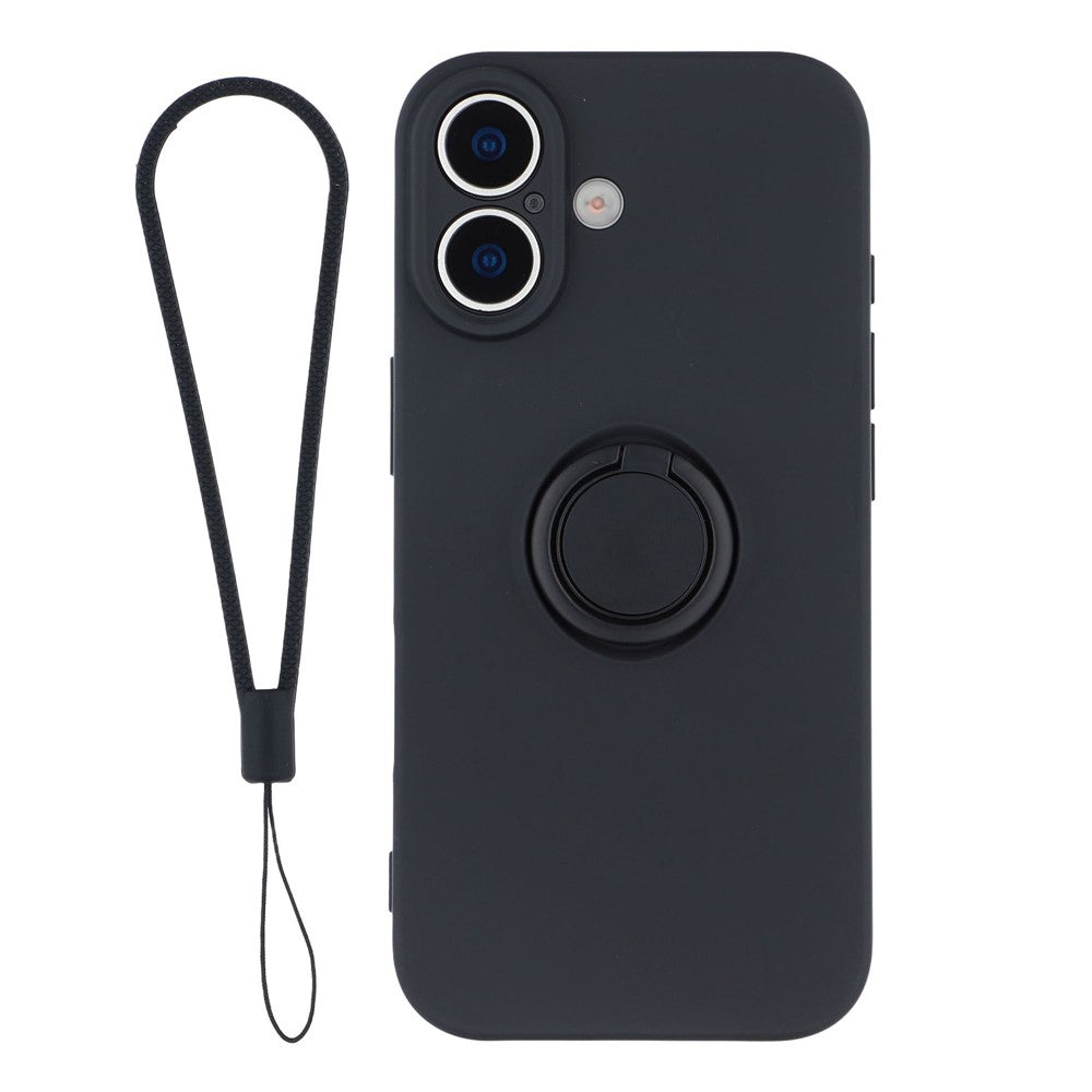 For-iPhone-17-Silicone-Case-with-Strap-Ring-Kickstand-Phone-Cover-Black