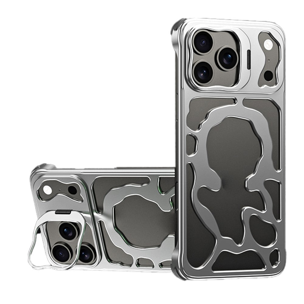 Auspicious-Cloud-Series-For-iPhone-17-Pro-Max-Hollow-Case-Aluminum-Alloy-Kickstand-Magnetic-Phone-Cover-Silver