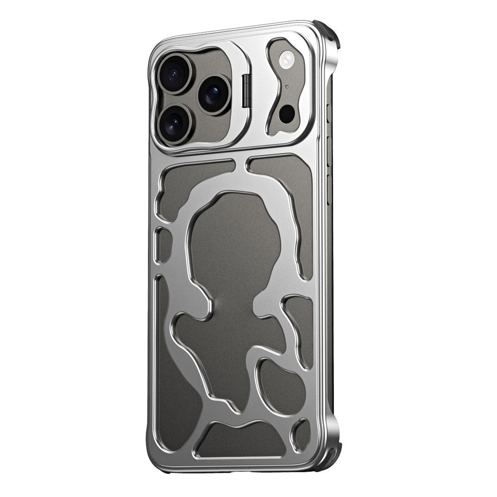 Auspicious-Cloud-Series-For-iPhone-17-Pro-Max-Hollow-Case-Aluminum-Alloy-Kickstand-Magnetic-Phone-Cover-Silver