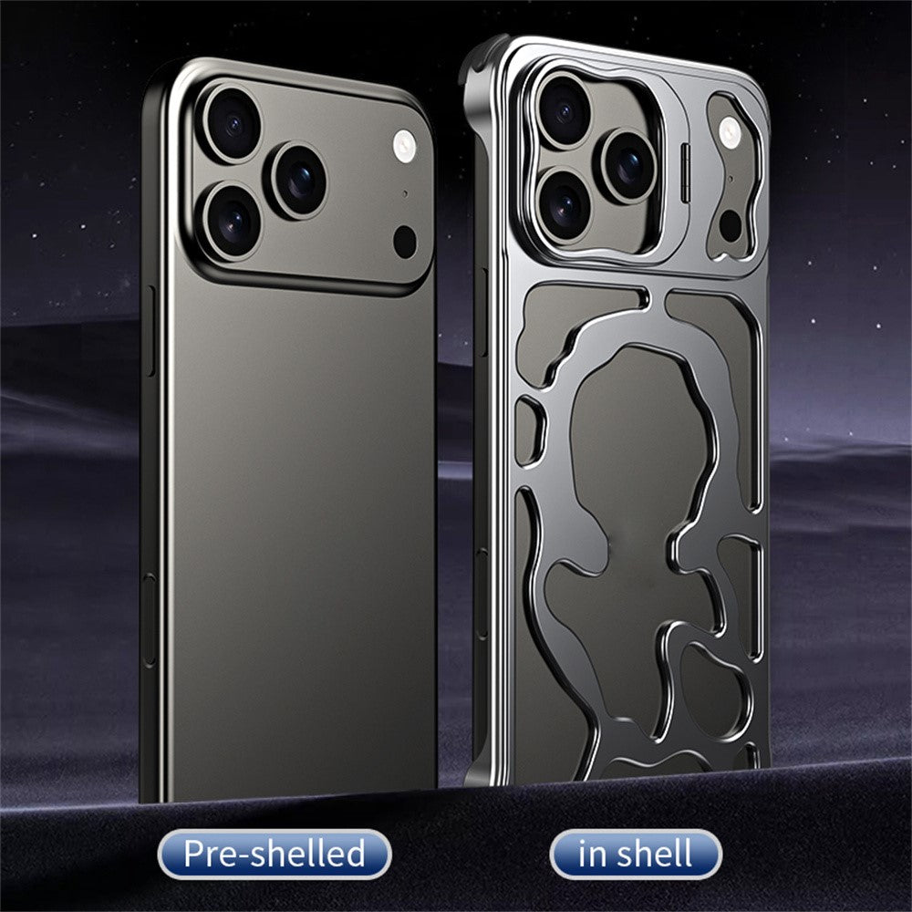 Auspicious-Cloud-Series-For-iPhone-17-Pro-Max-Hollow-Case-Aluminum-Alloy-Kickstand-Magnetic-Phone-Cover-Silver