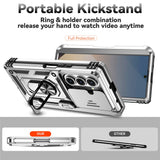 For-Samsung-Galaxy-Z-Fold7-5G-Case-with-Wrist-Strap-/-Kickstand-Hinge-Protection-PC-+-TPU-Phone-Cover-Silver