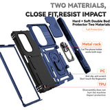 For-Samsung-Galaxy-Z-Fold7-5G-Case-with-Wrist-Strap-/-Kickstand-Hinge-Protection-PC-+-TPU-Phone-Cover-Blue