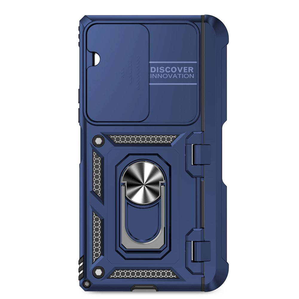 For-Samsung-Galaxy-Z-Fold7-5G-Case-with-Wrist-Strap-/-Kickstand-Hinge-Protection-PC-+-TPU-Phone-Cover-Blue