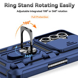 For-Samsung-Galaxy-Z-Fold7-5G-Case-with-Wrist-Strap-/-Kickstand-Hinge-Protection-PC-+-TPU-Phone-Cover-Blue