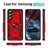 For-Samsung-Galaxy-S25-FE-Case-PC-+-TPU-Phone-Cover-with-Kickstand-Red