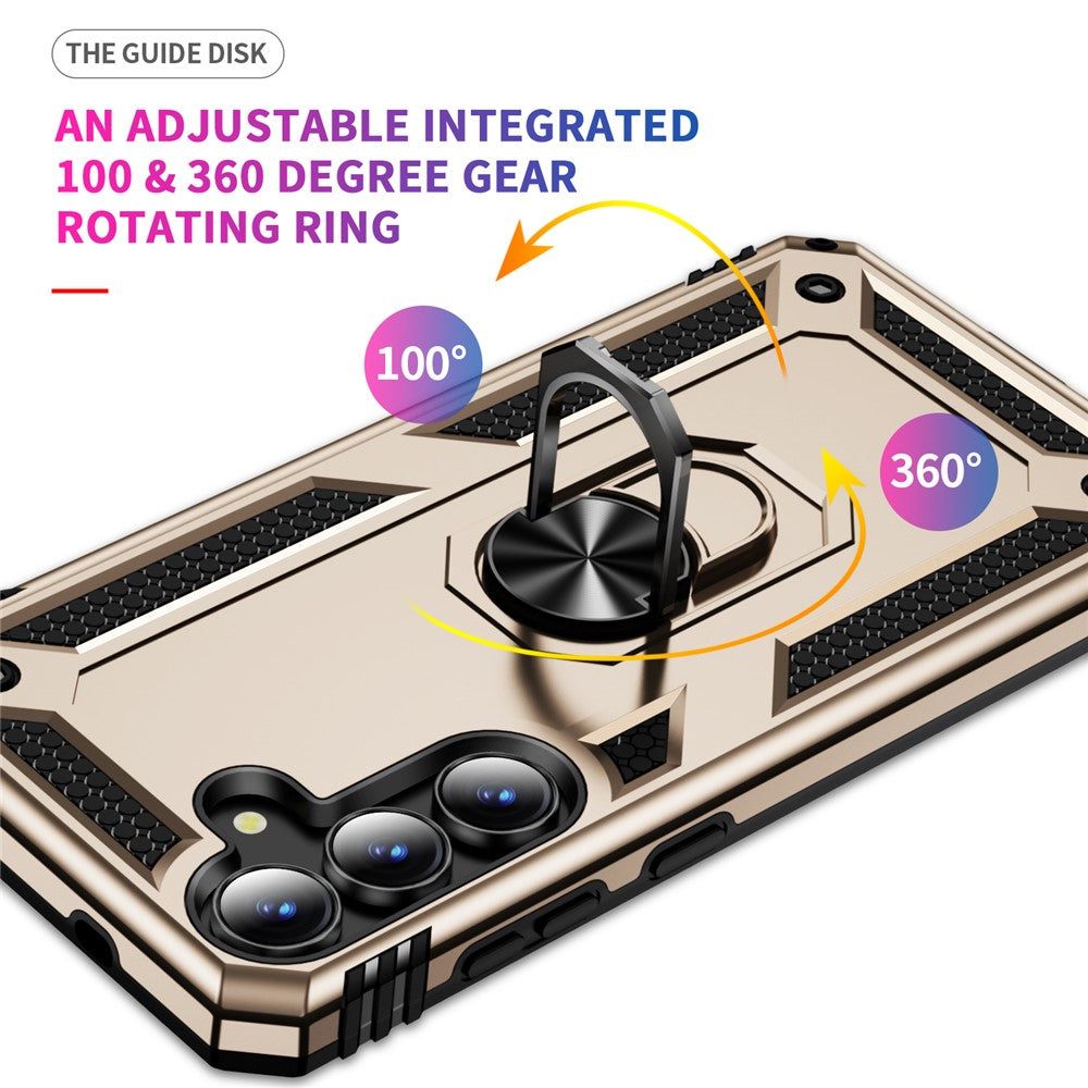 For-Samsung-Galaxy-S25-FE-Case-PC-+-TPU-Phone-Cover-with-Kickstand-Gold