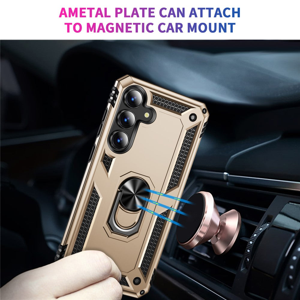 For-Samsung-Galaxy-S25-FE-Case-PC-+-TPU-Phone-Cover-with-Kickstand-Gold