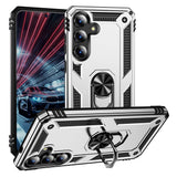 For-Samsung-Galaxy-S25-FE-Case-PC-+-TPU-Phone-Cover-with-Kickstand-Silver