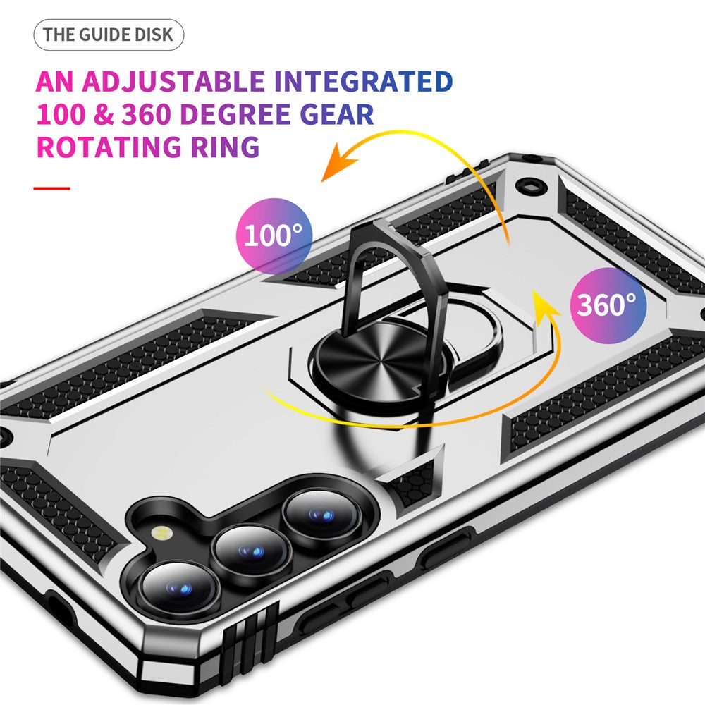 For-Samsung-Galaxy-S25-FE-Case-PC-+-TPU-Phone-Cover-with-Kickstand-Silver