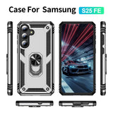 For-Samsung-Galaxy-S25-FE-Case-PC-+-TPU-Phone-Cover-with-Kickstand-Silver
