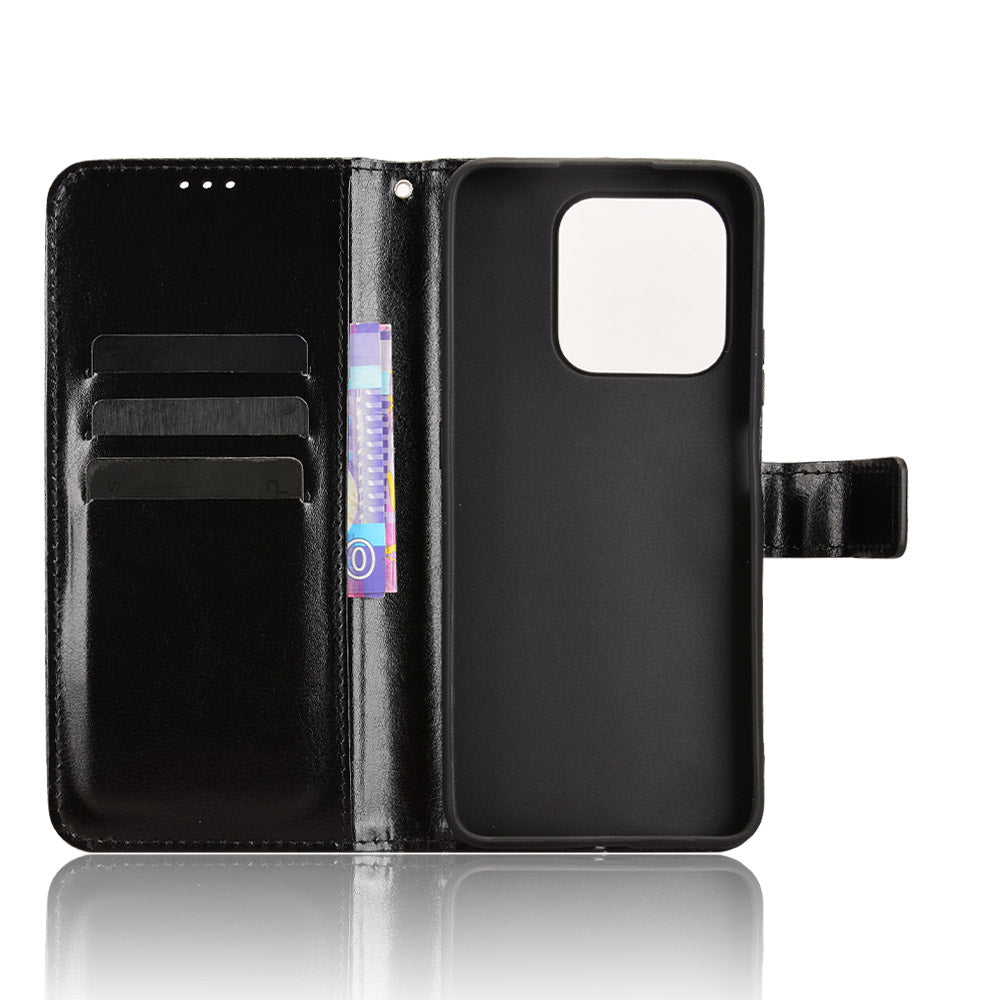 For-Honor-400-Smart-5G-/-4G-/-X7d-4G-PU-Leather-Case-with-Strap-Crazy-Horse-Texture-Phone-Wallet-Cover-Black