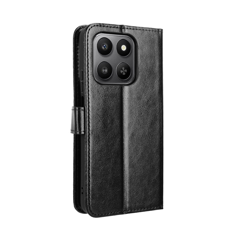 For-Honor-400-Smart-5G-/-4G-/-X7d-4G-PU-Leather-Case-with-Strap-Crazy-Horse-Texture-Phone-Wallet-Cover-Black