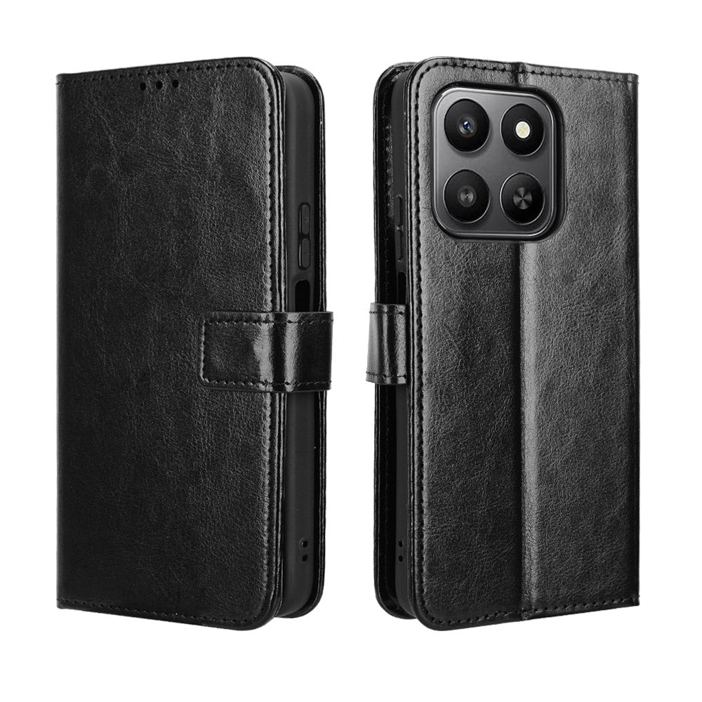 For-Honor-400-Smart-5G-/-4G-/-X7d-4G-PU-Leather-Case-with-Strap-Crazy-Horse-Texture-Phone-Wallet-Cover-Black