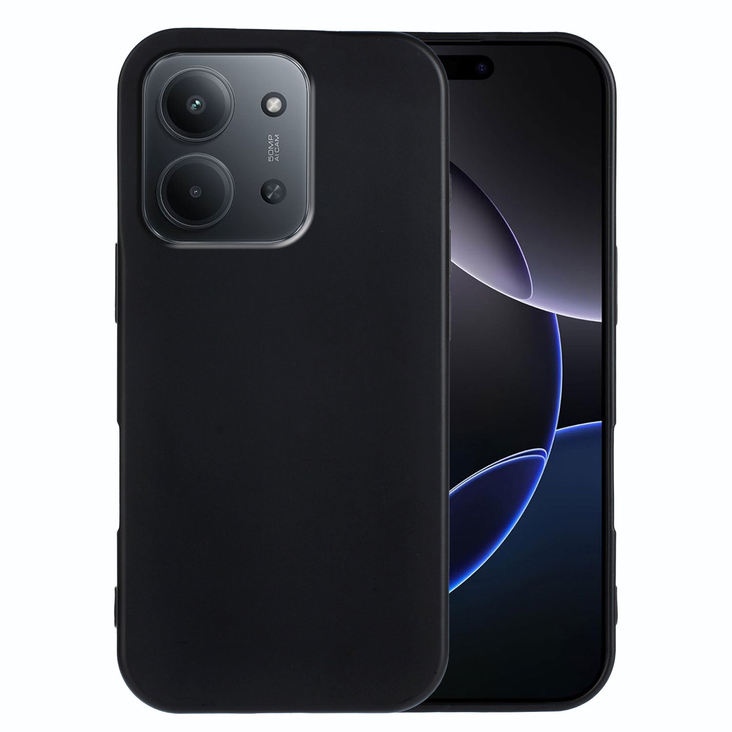 For-Xiaomi-Redmi-15C-4G-(EU)-(173mm)-/-15C-5G-(EU)-(173mm)-/-Poco-C85-4G-(173mm)-TPU-Case-Soft-Matte-Anti-fingerprint-Phone-Back-Cover-Black