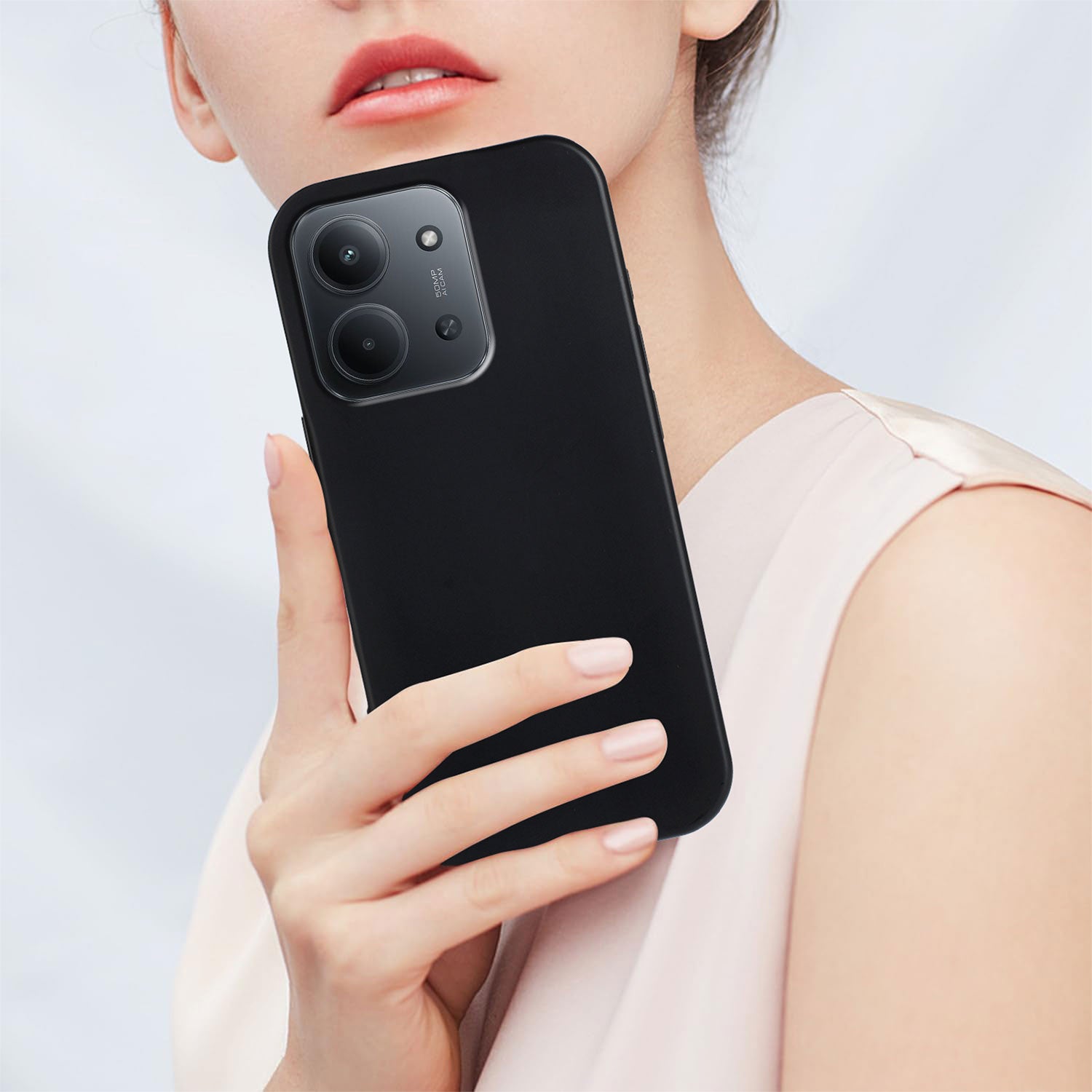For-Xiaomi-Redmi-15C-4G-(EU)-(173mm)-/-15C-5G-(EU)-(173mm)-/-Poco-C85-4G-(173mm)-TPU-Case-Soft-Matte-Anti-fingerprint-Phone-Back-Cover-Black