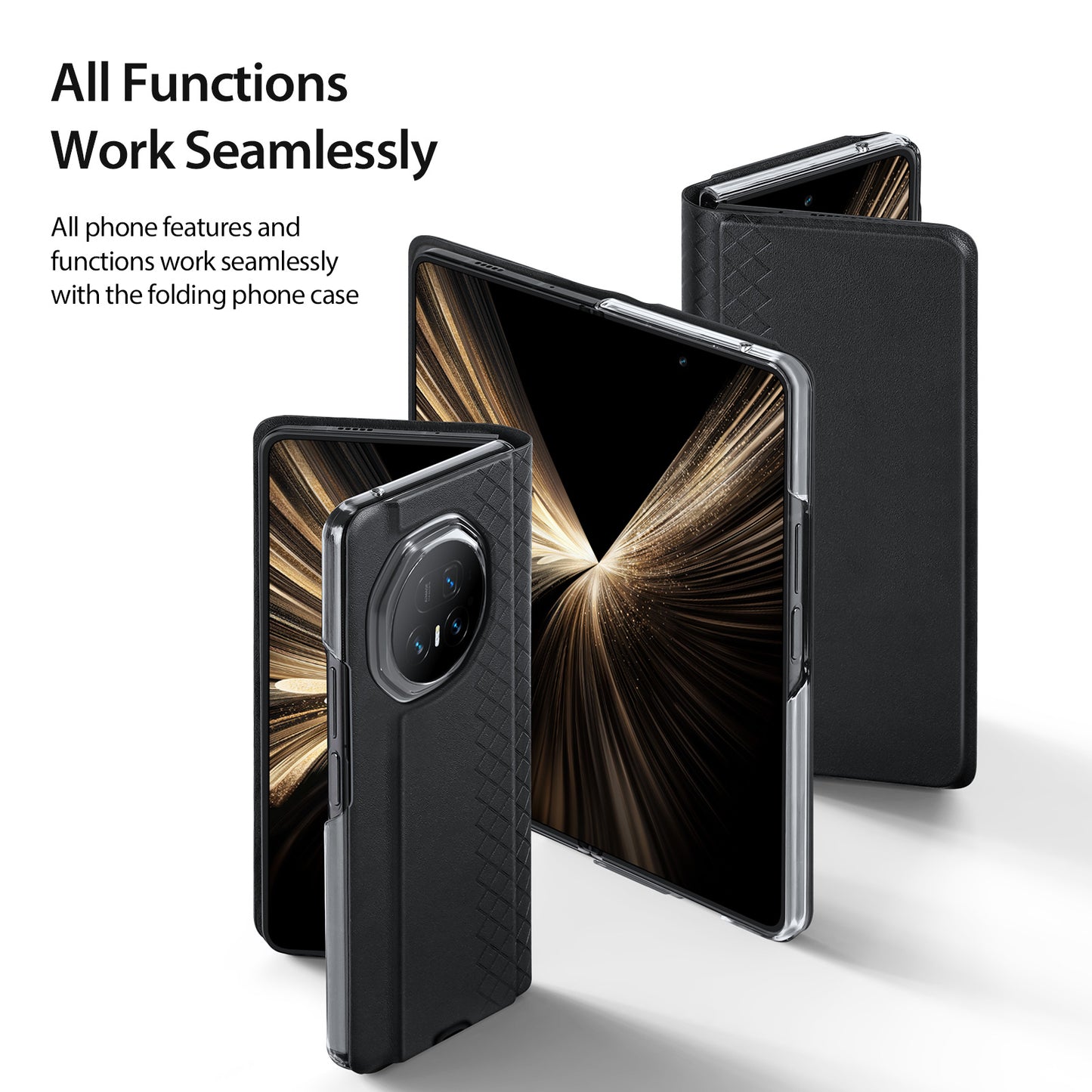 For-Honor-Magic-V5-5G-Case-DUX-DUCIS-Bril-Series-Leather+PC-Phone-Cover-with-Stand-Black