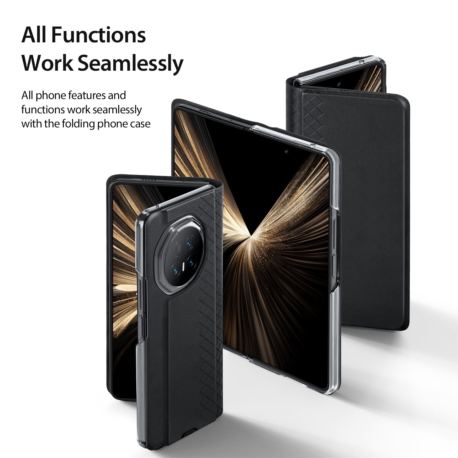 For-Honor-Magic-V5-5G-Case-DUX-DUCIS-Bril-Series-Leather+PC-Phone-Cover-with-Stand-Black