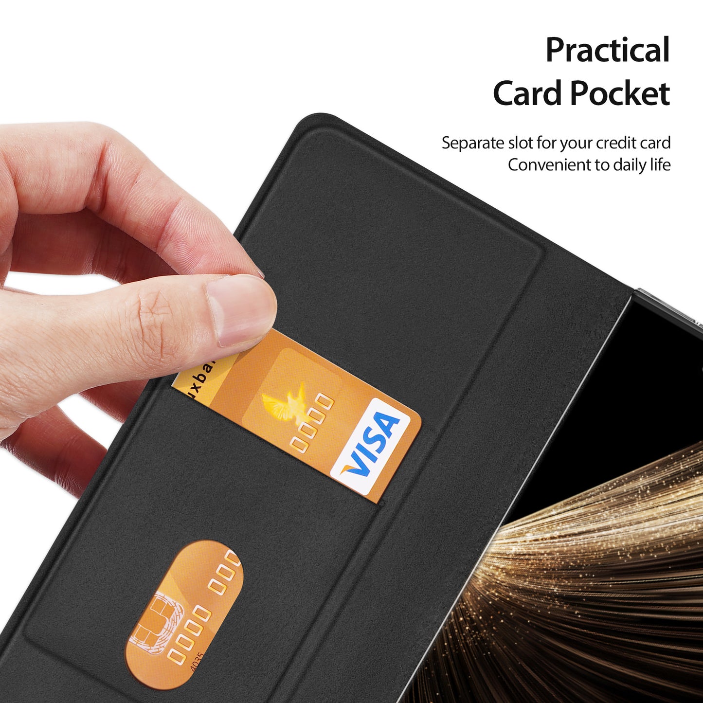 For-Honor-Magic-V5-5G-Case-DUX-DUCIS-Bril-Series-Leather+PC-Phone-Cover-with-Stand-Black