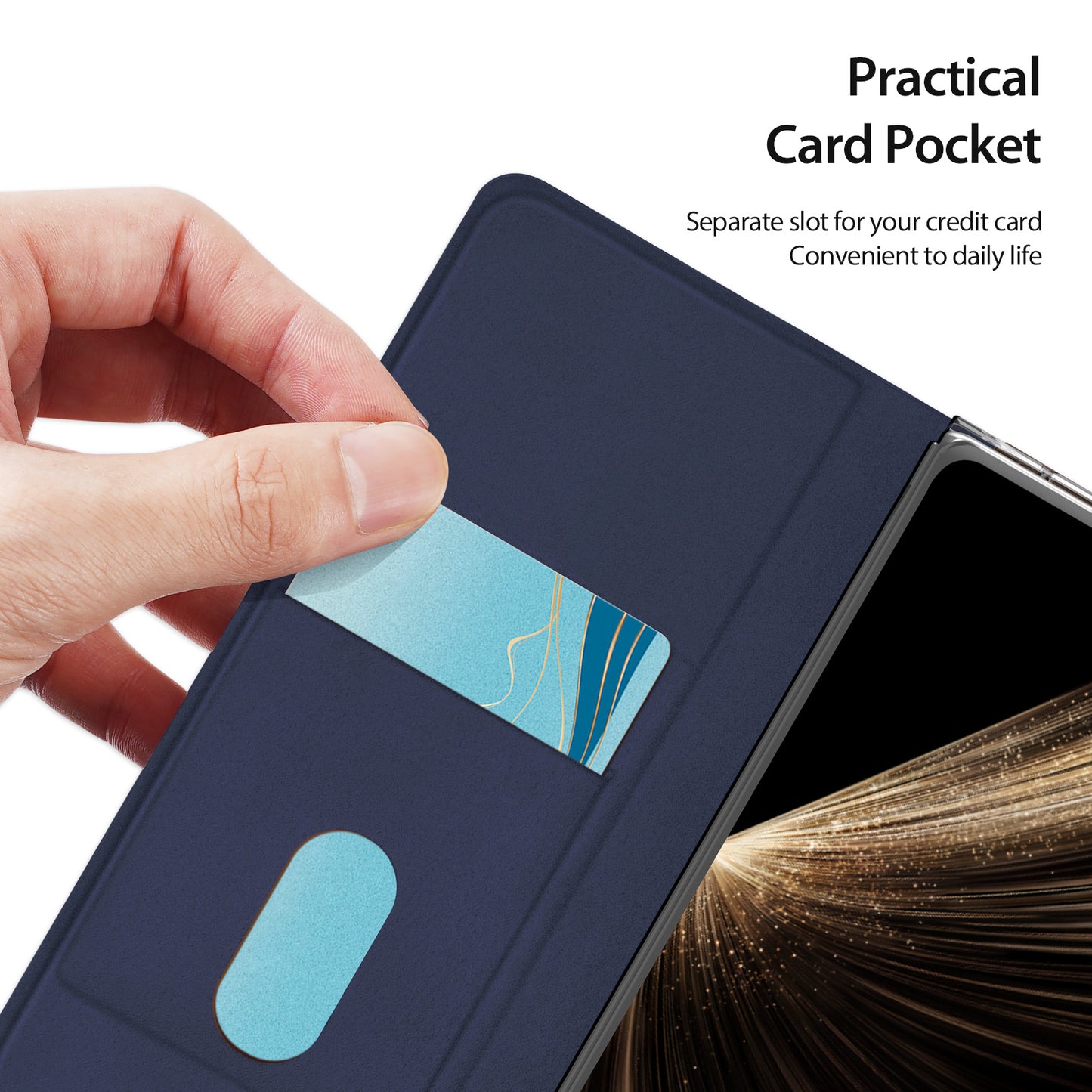 For-Honor-Magic-V5-5G-Case-DUX-DUCIS-Bril-Series-Leather+PC-Phone-Cover-with-Stand-Blue