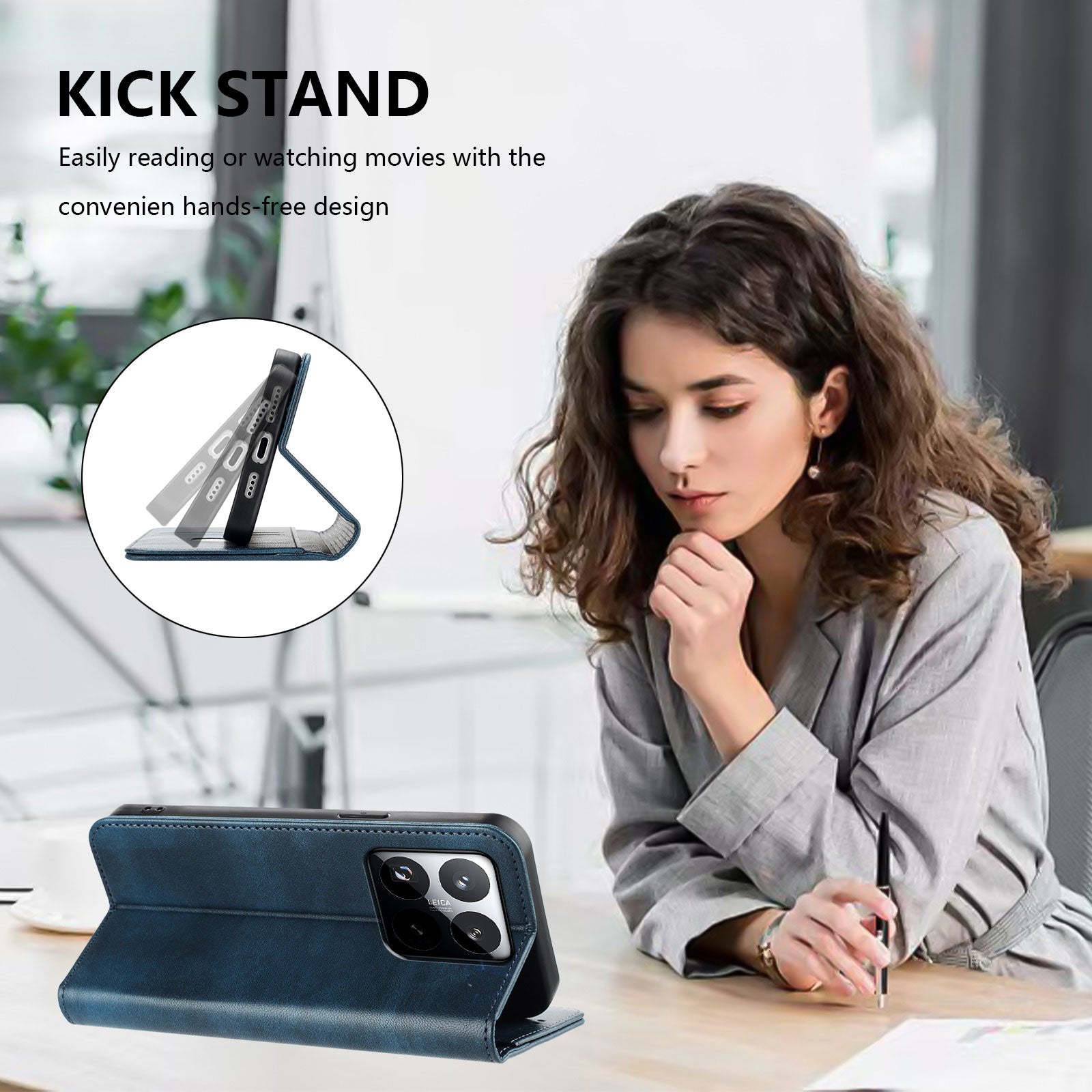 For-Xiaomi-15T-Wallet-Cases-Retro-Texture-RFID-Blocking-Leather-Phone-Cover-Blue