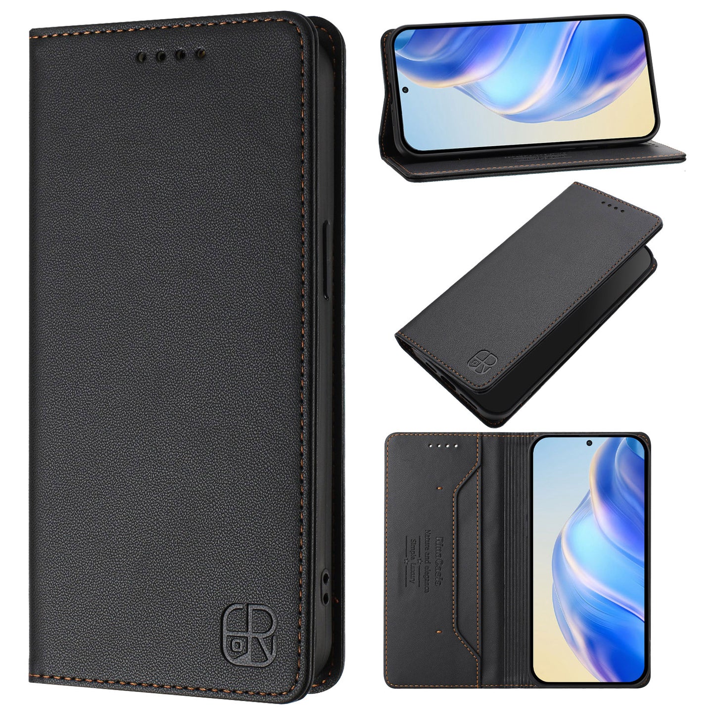 For-Xiaomi-15T-Pro-Leather-Case-RINACASIS-RC01-Phone-Cover-with-RFID-Blocking-Wallet-Stand-Black