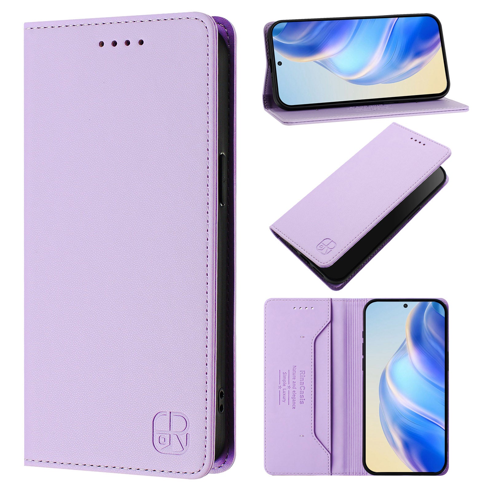 For-Xiaomi-15T-Leather-Case-RINACASIS-RC01-Phone-Cover-with-RFID-Blocking-Wallet-Stand-Light-Purple