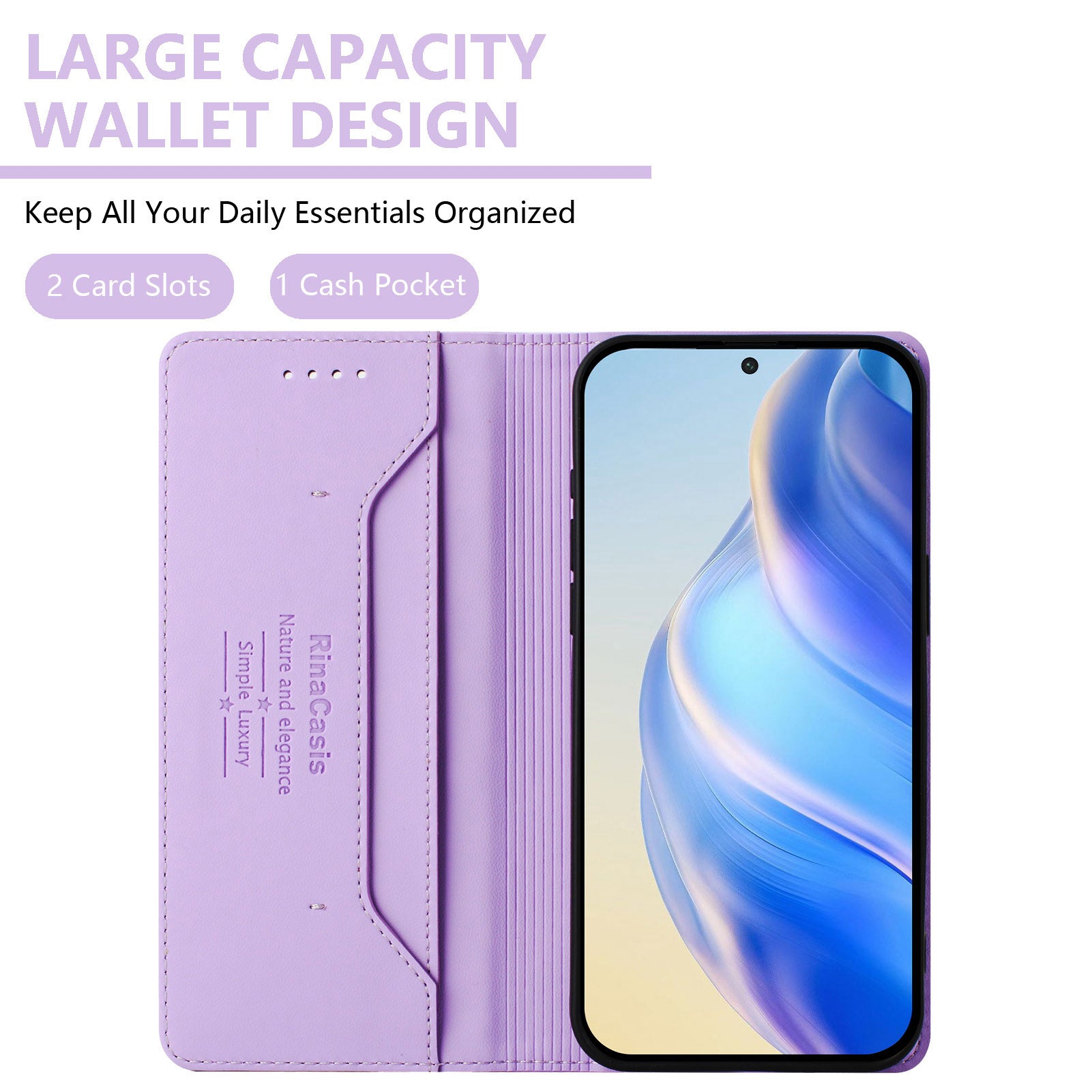For-Xiaomi-15T-Leather-Case-RINACASIS-RC01-Phone-Cover-with-RFID-Blocking-Wallet-Stand-Light-Purple