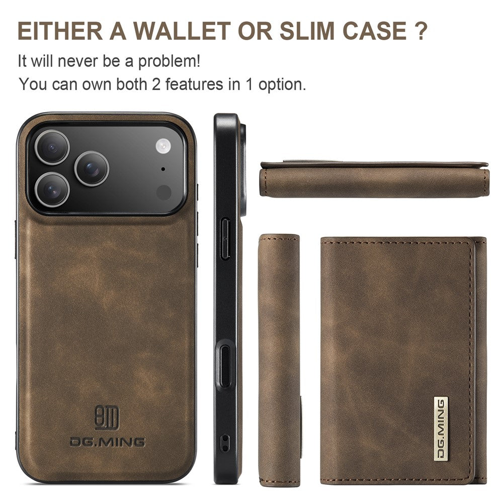 DG.MING-M1-Series-for-iPhone-17-Pro-Max-Case-Kickstand-PU-Phone-Cover-with-Detachable-Wallet-Coffee