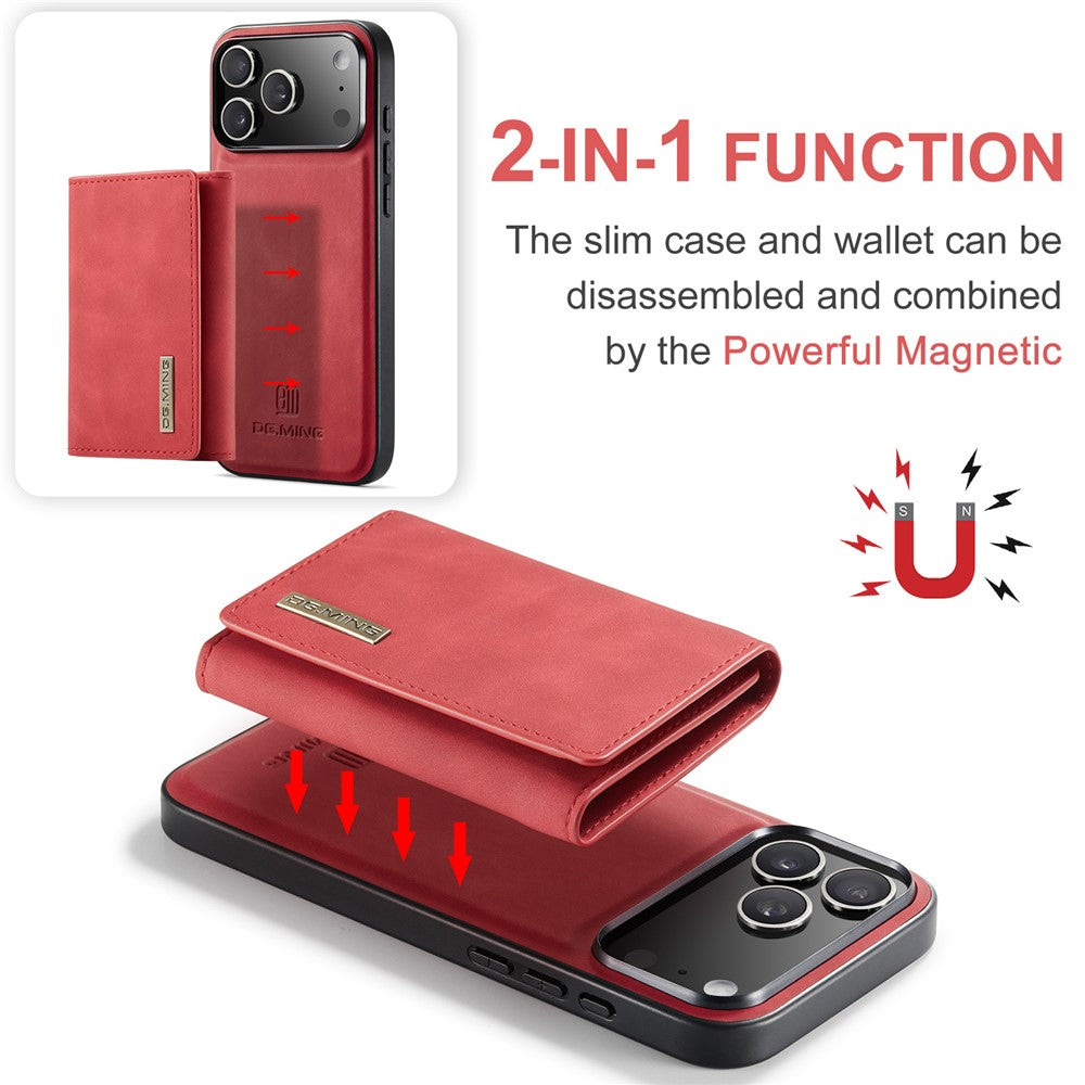 DG.MING-M1-Series-for-iPhone-17-Pro-Max-Case-Kickstand-PU-Phone-Cover-with-Detachable-Wallet-Red