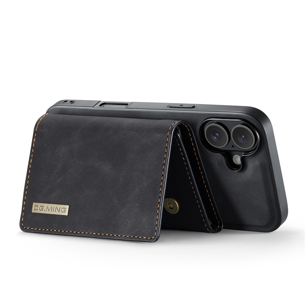 DG.MING-M1-Series-for-iPhone-17-Case-Kickstand-PU-Phone-Cover-with-Detachable-Wallet-Black