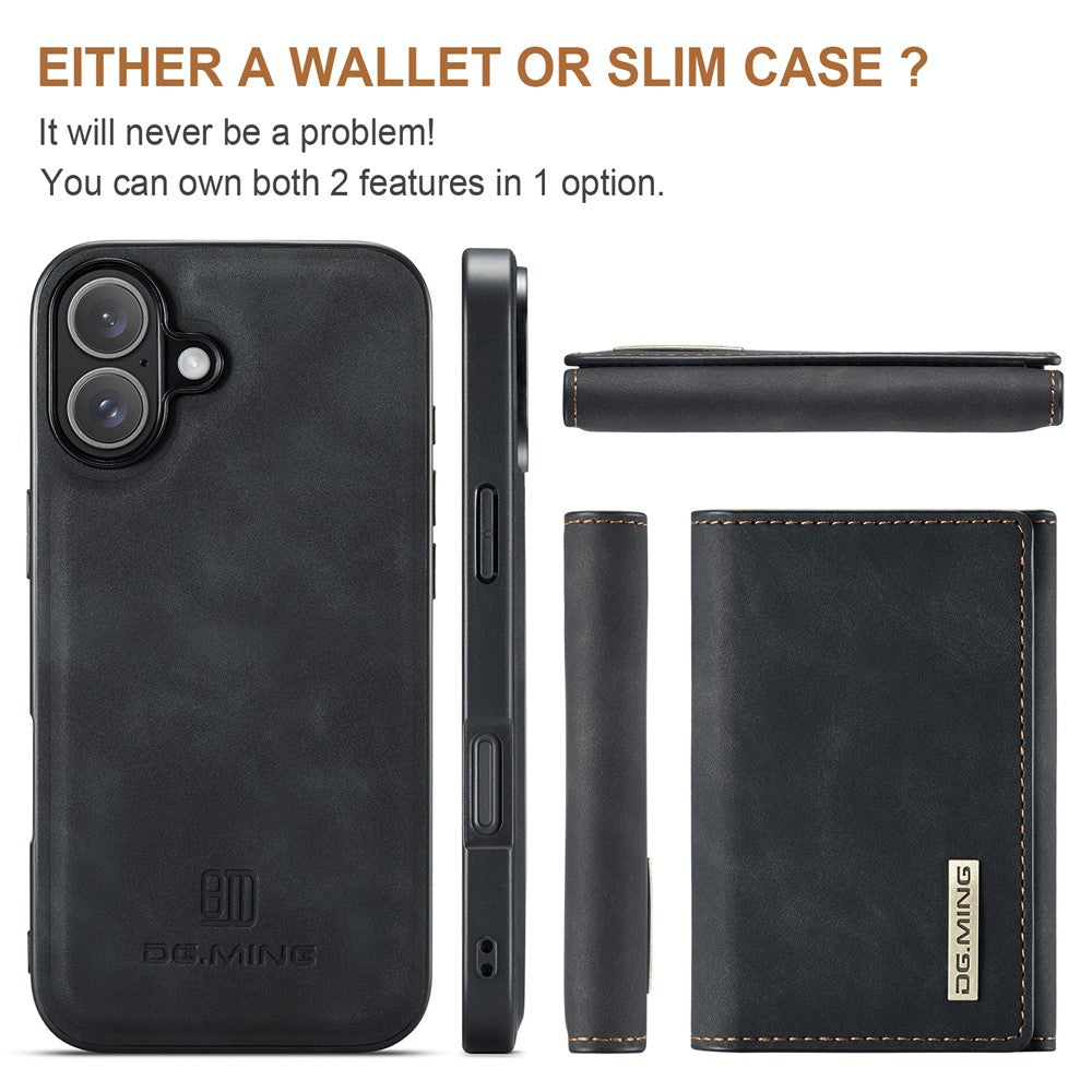 DG.MING-M1-Series-for-iPhone-17-Case-Kickstand-PU-Phone-Cover-with-Detachable-Wallet-Black