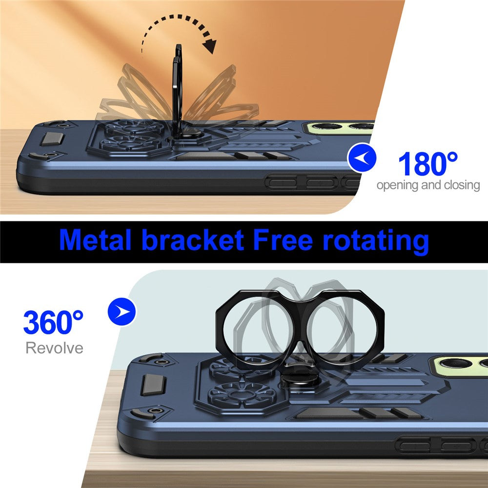 For-Samsung-Galaxy-A16-4G-/-5G-Case-Ring-Holder-Kickstand-PC-+-TPU-Shockproof-Phone-Cover-Navy-Blue