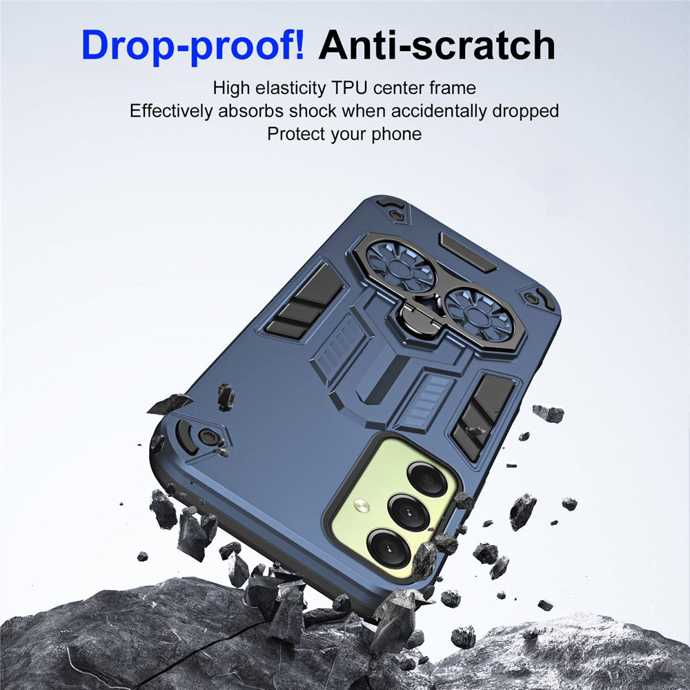 For-Samsung-Galaxy-A16-4G-/-5G-Case-Ring-Holder-Kickstand-PC-+-TPU-Shockproof-Phone-Cover-Navy-Blue