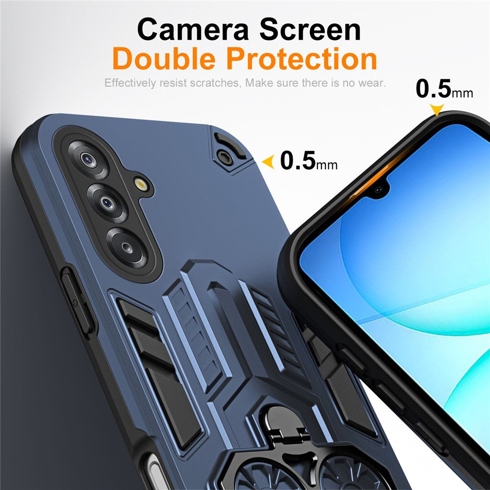 For-Samsung-Galaxy-A17-5G-/-A17-4G-Case-Ring-Holder-Kickstand-PC-+-TPU-Shockproof-Phone-Cover-Navy-Blue