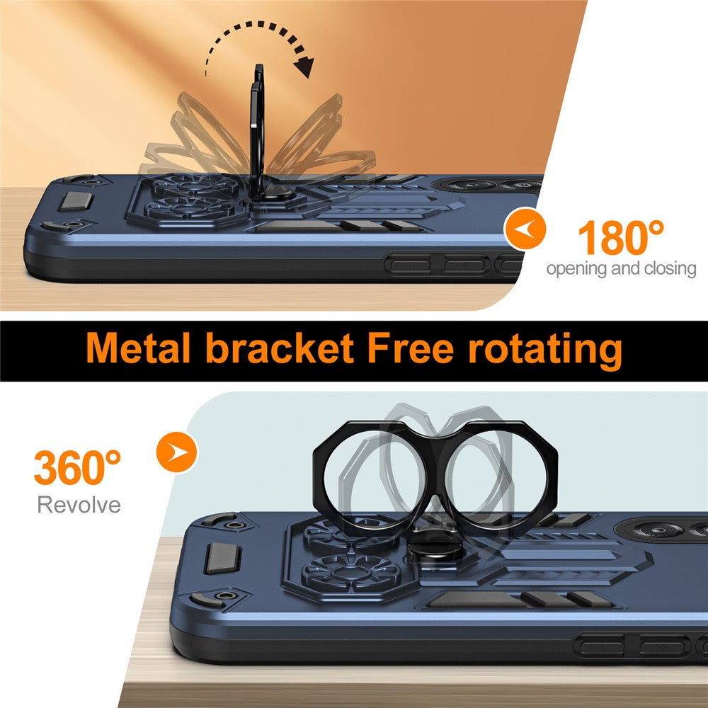 For-Samsung-Galaxy-A17-5G-/-A17-4G-Case-Ring-Holder-Kickstand-PC-+-TPU-Shockproof-Phone-Cover-Navy-Blue