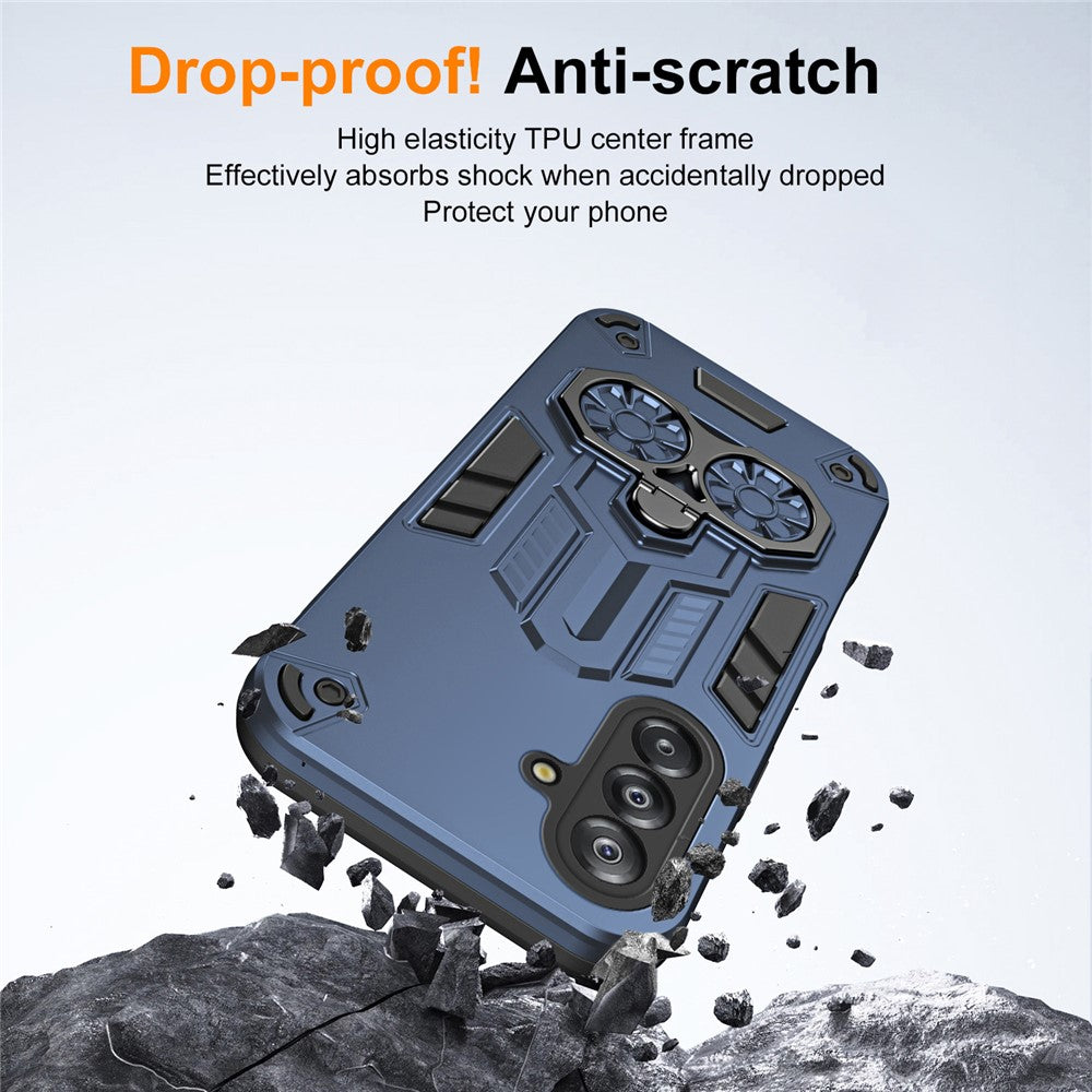 For-Samsung-Galaxy-A17-5G-/-A17-4G-Case-Ring-Holder-Kickstand-PC-+-TPU-Shockproof-Phone-Cover-Navy-Blue