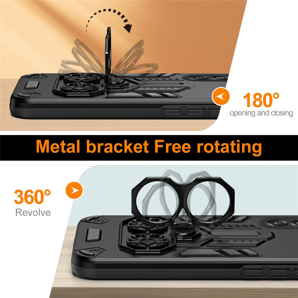 For-Samsung-Galaxy-A17-5G-/-A17-4G-Case-Ring-Holder-Kickstand-PC-+-TPU-Shockproof-Phone-Cover-Black