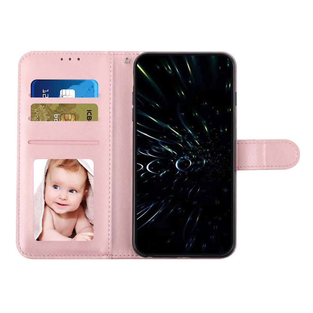 For-Xiaomi-Redmi-15C-4G-(EU)-(173mm)-/-15C-5G-(EU)-(173mm)-/-Poco-C85-4G-(173mm)-Leather-Phone-Case-Stand-Wallet-Cover-with-Strap-Rose-Gold