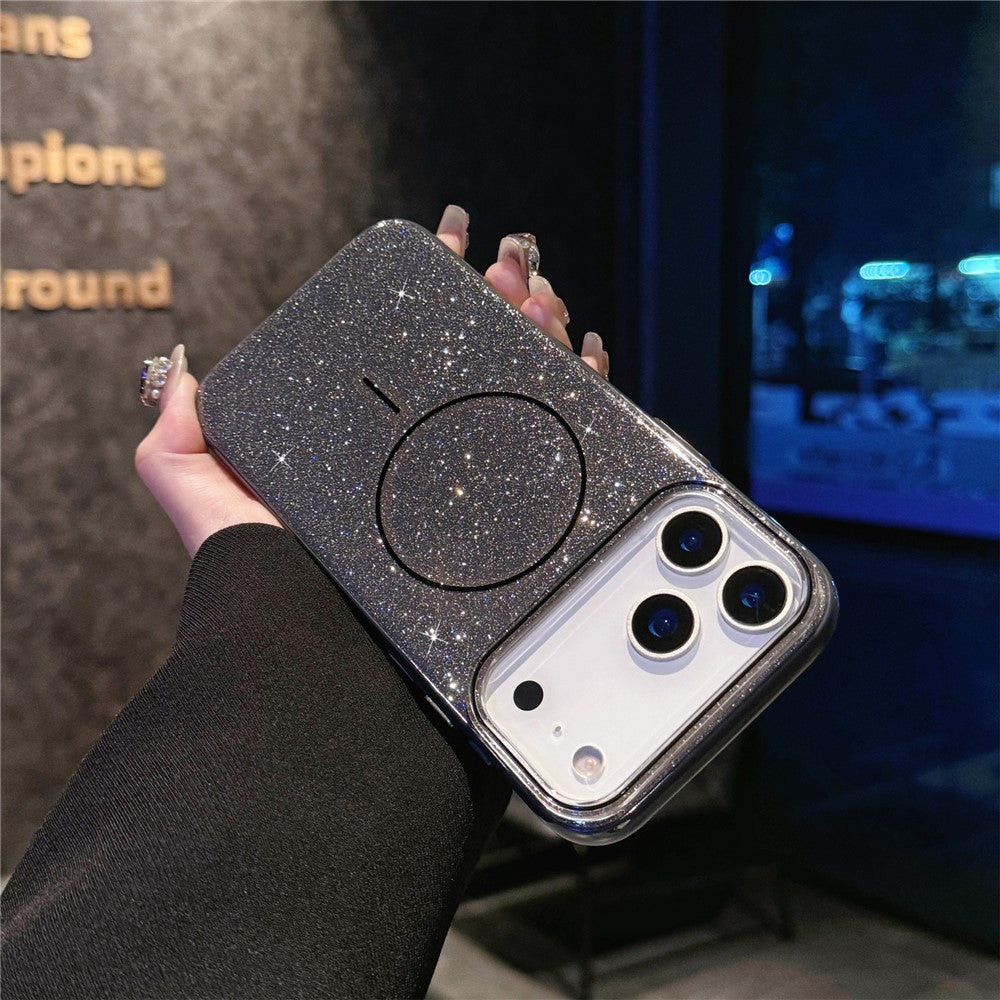 For-iPhone-17-Pro-Max-Case-Compatible-with-MagSafe-Glitter-Design-IMD-TPU-+-PC-Phone-Back-Cover-Black