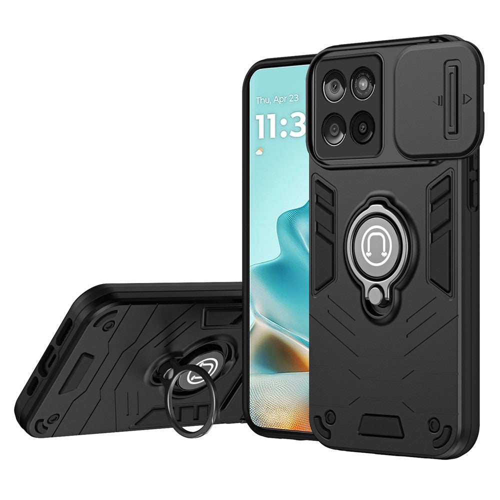 For-Motorola-Edge-60-Fusion-5G-Case-Slide-Camshield-Kickstand-PC-+-TPU-Phone-Cover-Black