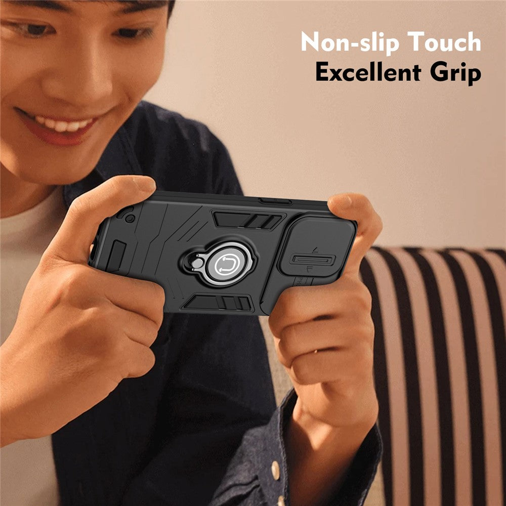 For-Motorola-Edge-60-Fusion-5G-Case-Slide-Camshield-Kickstand-PC-+-TPU-Phone-Cover-Black