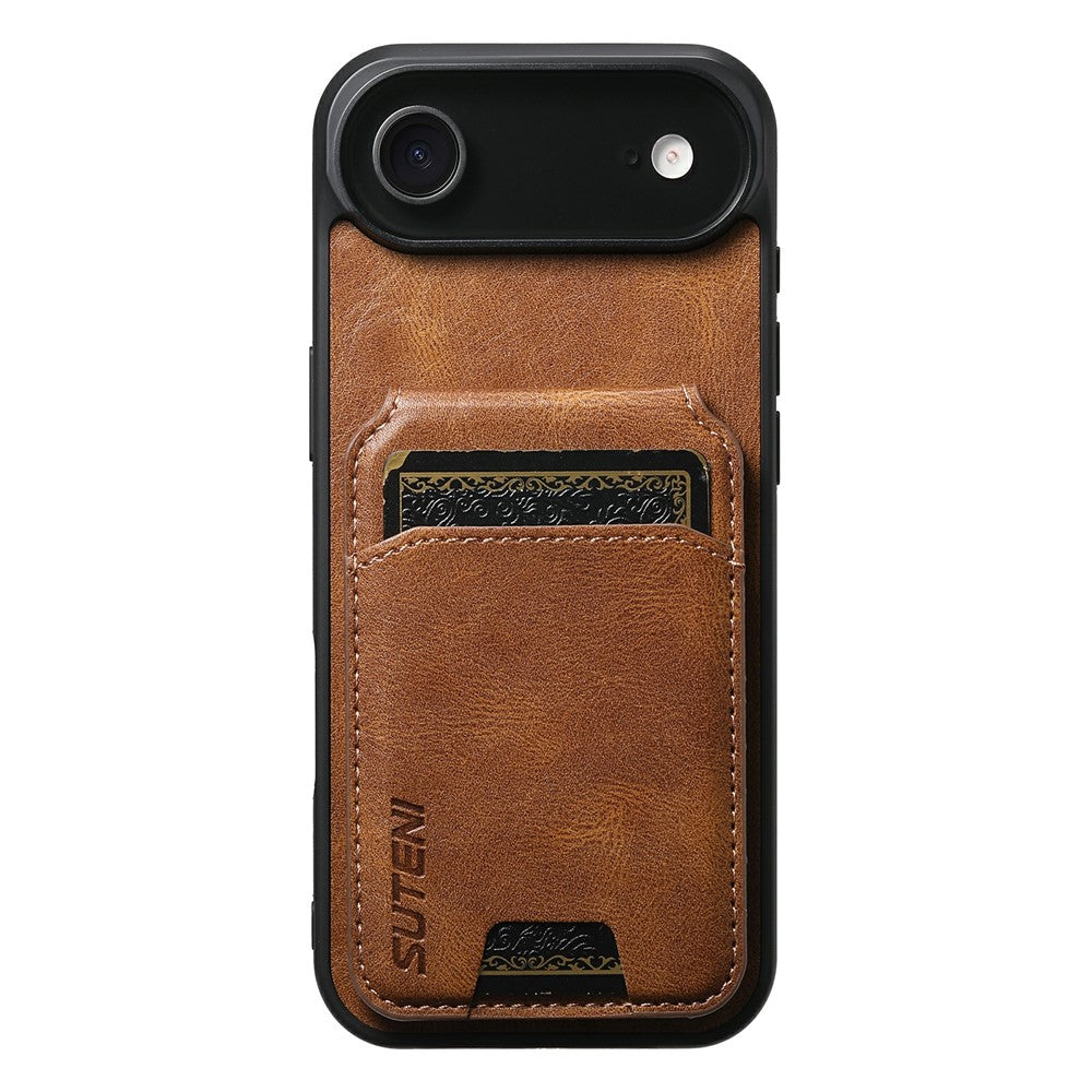 SUTENI-H02-For-iPhone-Air-Case-Waxy-Texture-Leather-+-TPU-Card-Slots-Kickstand-Phone-Cover-Brown