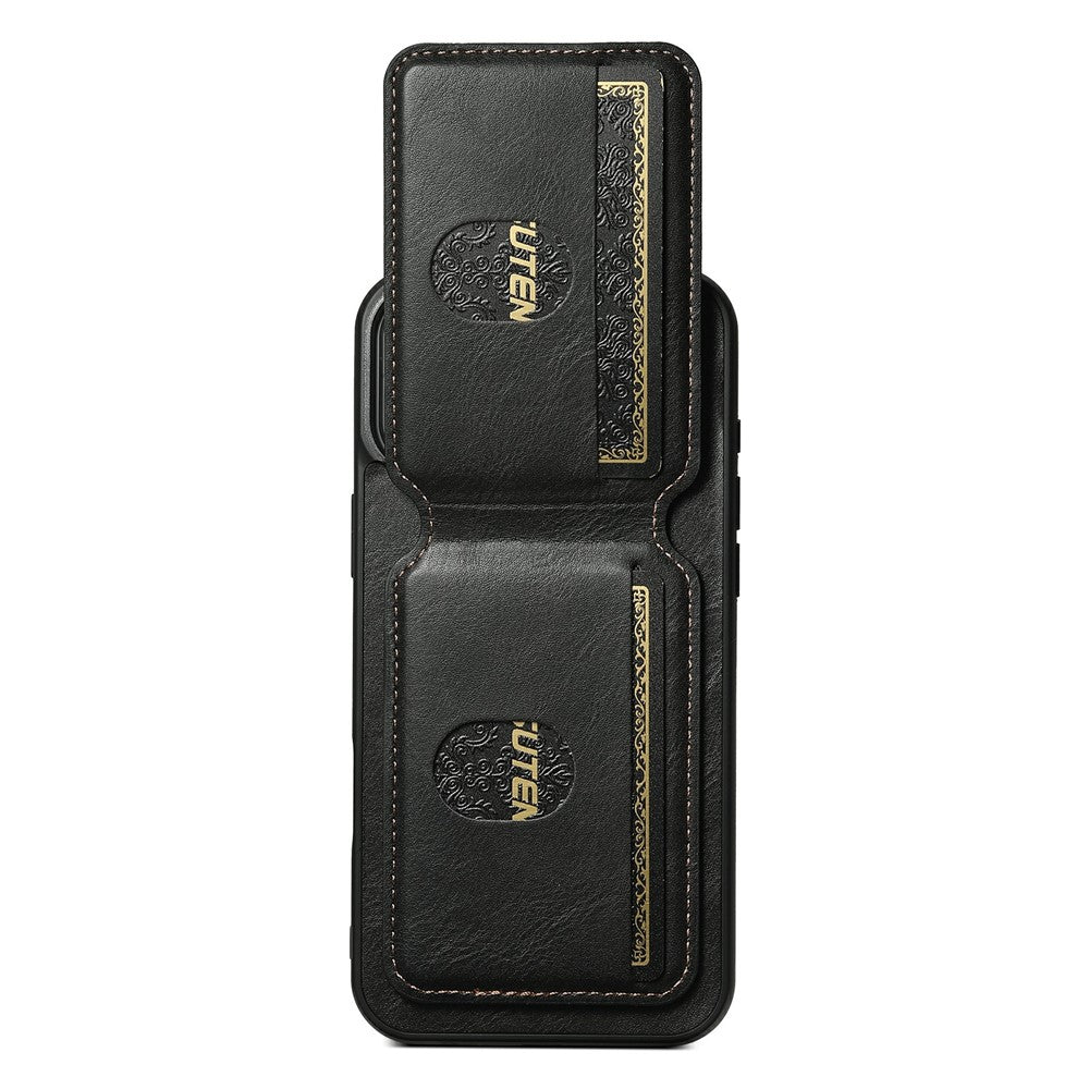 SUTENI-H02-For-iPhone-17-Case-Waxy-Texture-Leather-+-TPU-Card-Slots-Kickstand-Phone-Cover-Black