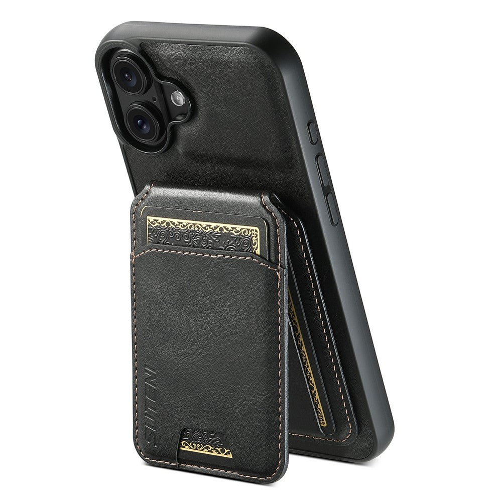 SUTENI-H02-For-iPhone-17-Case-Waxy-Texture-Leather-+-TPU-Card-Slots-Kickstand-Phone-Cover-Black