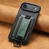 SUTENI-H13-For-iPhone-Air-Case-Card-Holder-Wristband-Waxy-Texture-Leather-+-TPU-+-PC-Ohone-Cover-Black