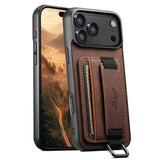 SUTENI-H13-For-iPhone-17-Pro-Case-Litchi-Texture-Leather-+-TPU-+-PC-Phone-Cover-with-Card-Holder-Kickstand-Brown