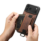 SUTENI-H13-For-iPhone-17-Pro-Case-Litchi-Texture-Leather-+-TPU-+-PC-Phone-Cover-with-Card-Holder-Kickstand-Brown
